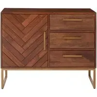Gijon Sideboard with 1 Door 3 Drawers - Brown, Mango Wood