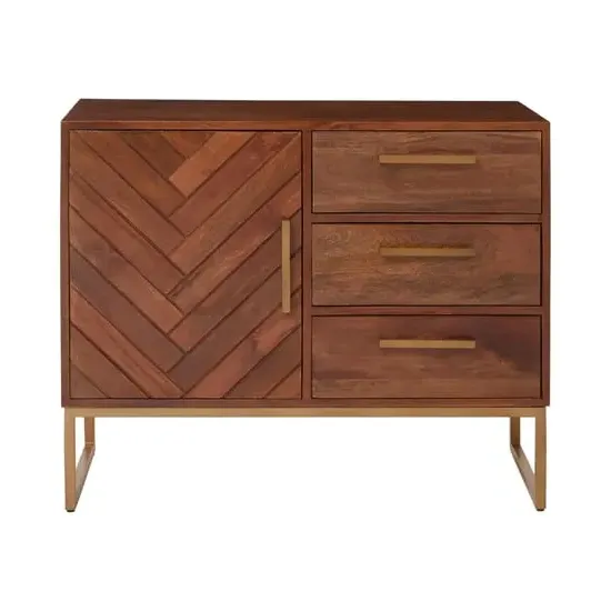 Gijon Sideboard with 1 Door 3 Drawers - Brown, Mango Wood image