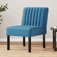 Gilbert Velvet Accent Chair - Blue, Wood