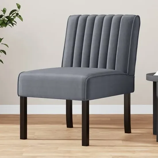Gilbert Velvet Accent Chair - Grey, Wood