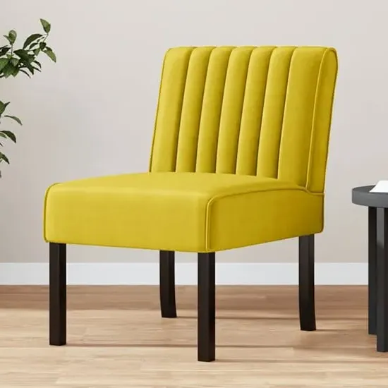 Gilbert Velvet Accent Chair - Yellow, Wood
