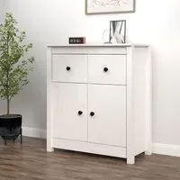 Giles Sideboard with 2 Doors 2 Drawers - White, Pine Wood