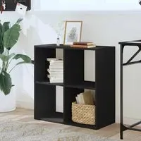 Gilford 4-Compartment Bookcase - Black, Engineered Wood