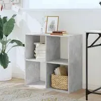 Gilford 4-Compartment Bookcase - Concrete Grey, Engineered Wood