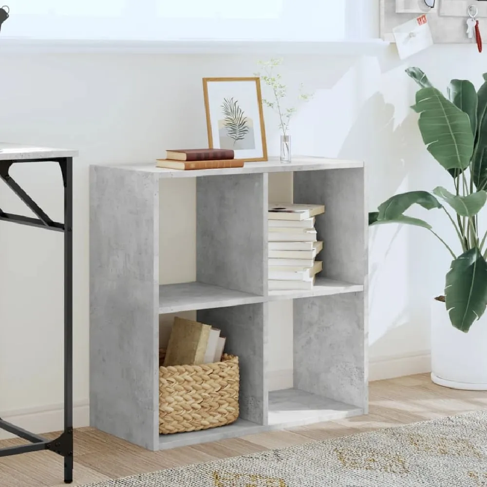 Gilford 4-Compartment Bookcase - Concrete Grey, Engineered Wood image