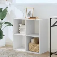 Gilford 4-Compartment Bookcase - White, Engineered Wood