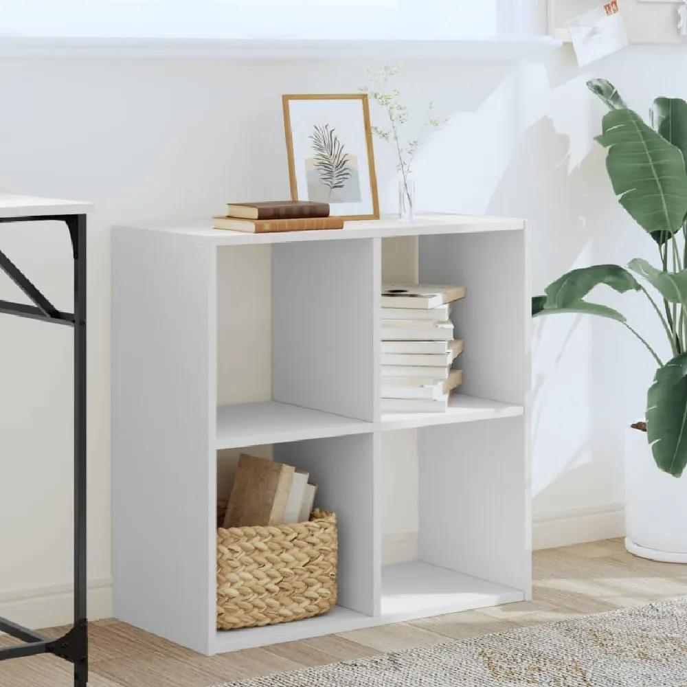 Gilford 4-Compartment Bookcase - White, Engineered Wood