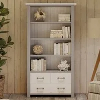 Gilford Bookcase with 3 Drawers - Greystone, Wood