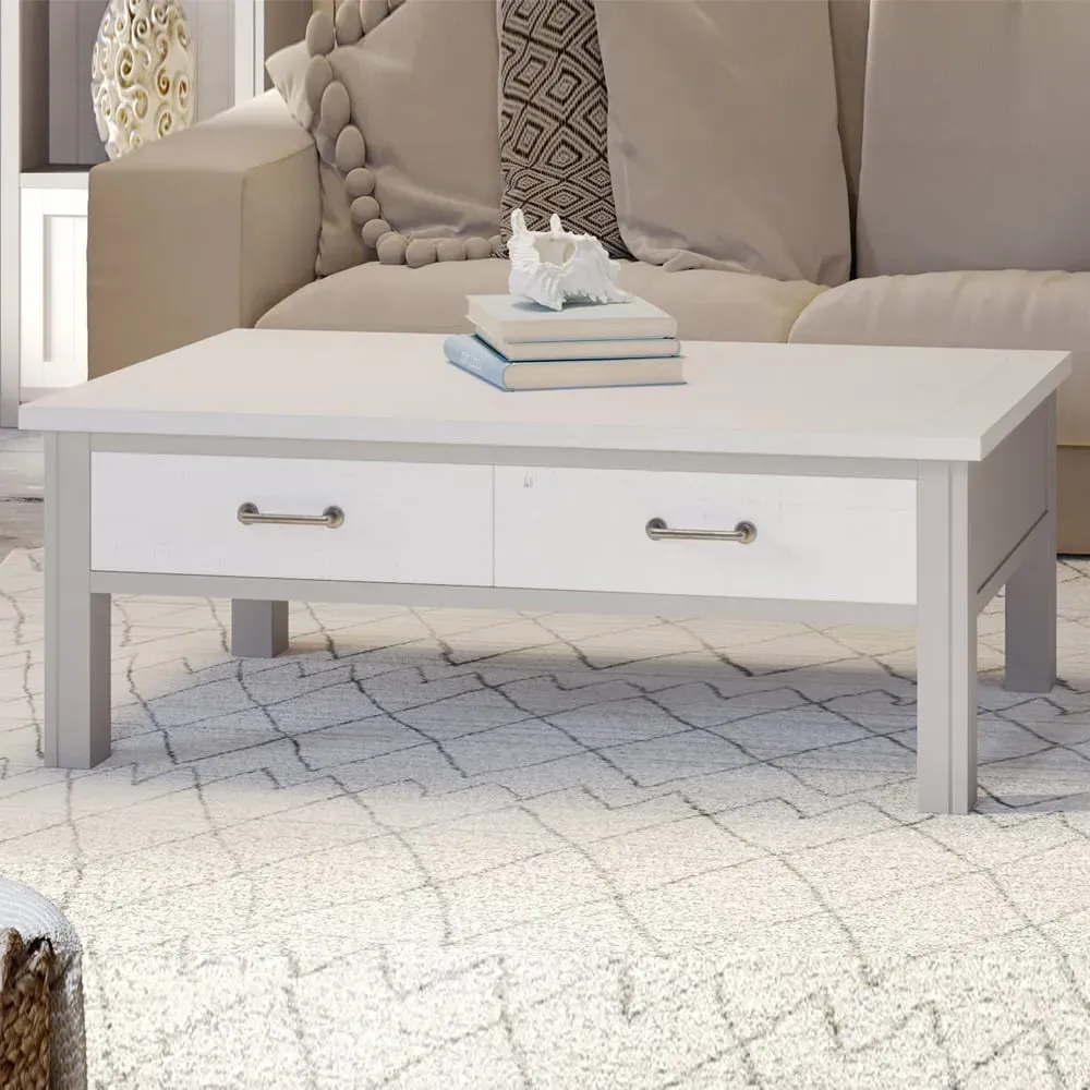 Gilford Coffee Table with 4 Drawers - Greystone, Wood