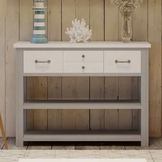 Gilford Console Table with 4 Drawers - Grey, Wood