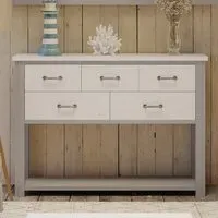 Gilford Console Table with 5 Drawers - Greystone, Wood