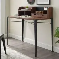Gilford Laptop Desk with Hutch - Dark Walnut, MDF