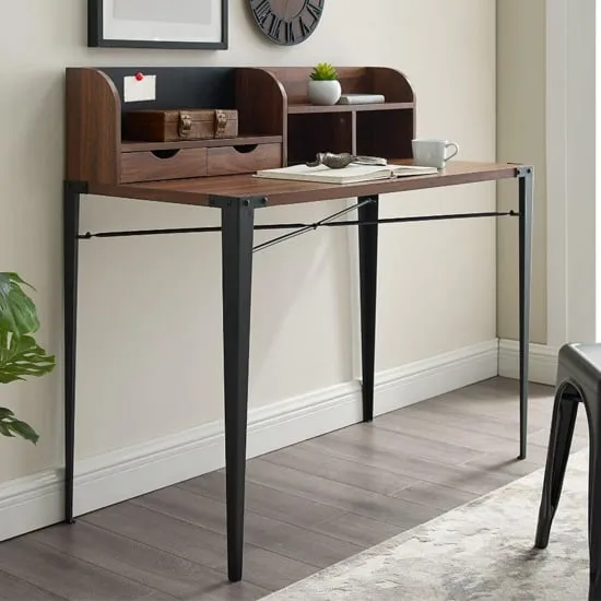 Gilford Laptop Desk with Hutch - Dark Walnut, MDF image