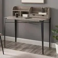 Gilford Laptop Desk with Hutch - Grey Wash, MDF