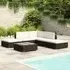 Gili 6 Piece Garden Lounge Set with Cushions - Black, Rattan