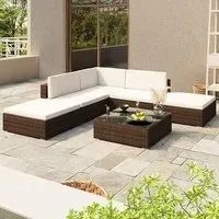 Gili 6 Piece Garden Lounge Set with Cushions - Brown, Rattan