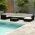 Gili 8 Piece Garden Lounge Set with Cushions - Black, Rattan