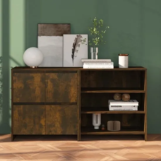 Gilon Sideboard with 4 Doors 2 Shelves - Smoked Oak image