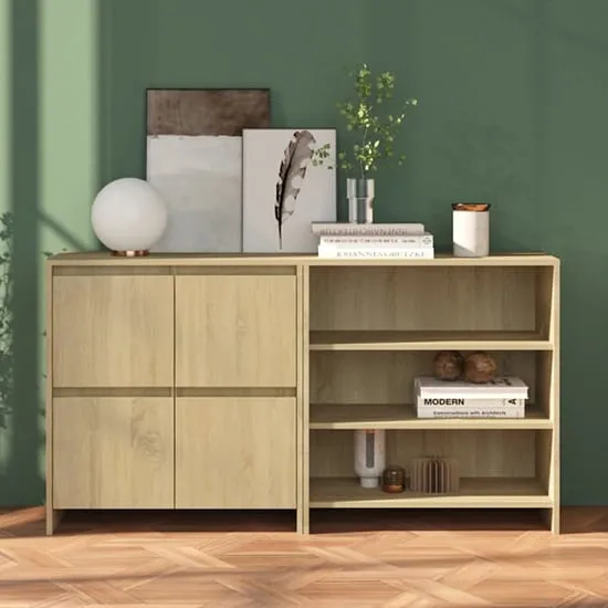 Gilon Sideboard with 4 Doors 2 Shelves - Sonoma Oak