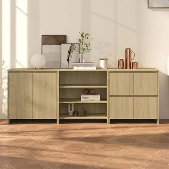 Gilon Sideboard with 6 Doors 2 Shelves - Sonoma Oak, Engineered Wood
