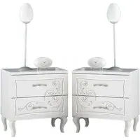 Gilroy Bedside Cabinets Pair - Serigraphy White