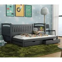 Gilroy Day Bed with Trundle and Bonnell Mattress - Graphite