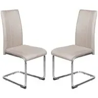 Gilroy Dining Chairs In Pair - Champagne, PU Leather