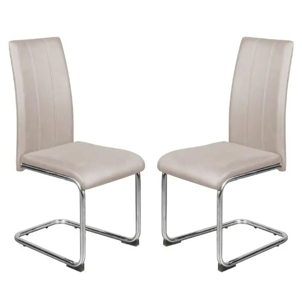 Gilroy Dining Chairs In Pair - Champagne, PU Leather image
