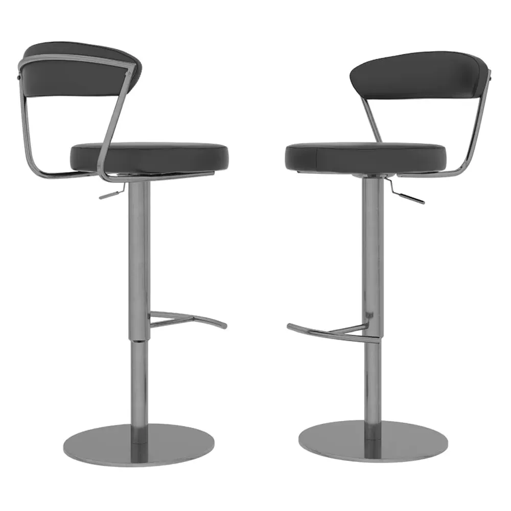 Gilroy Swivel Bar Chairs with Steel Base - Grey, Faux Leather