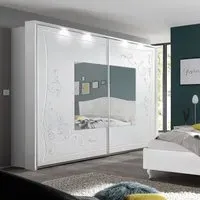 Gilroy Wardrobe with Mirror and LED - Serigraphy White