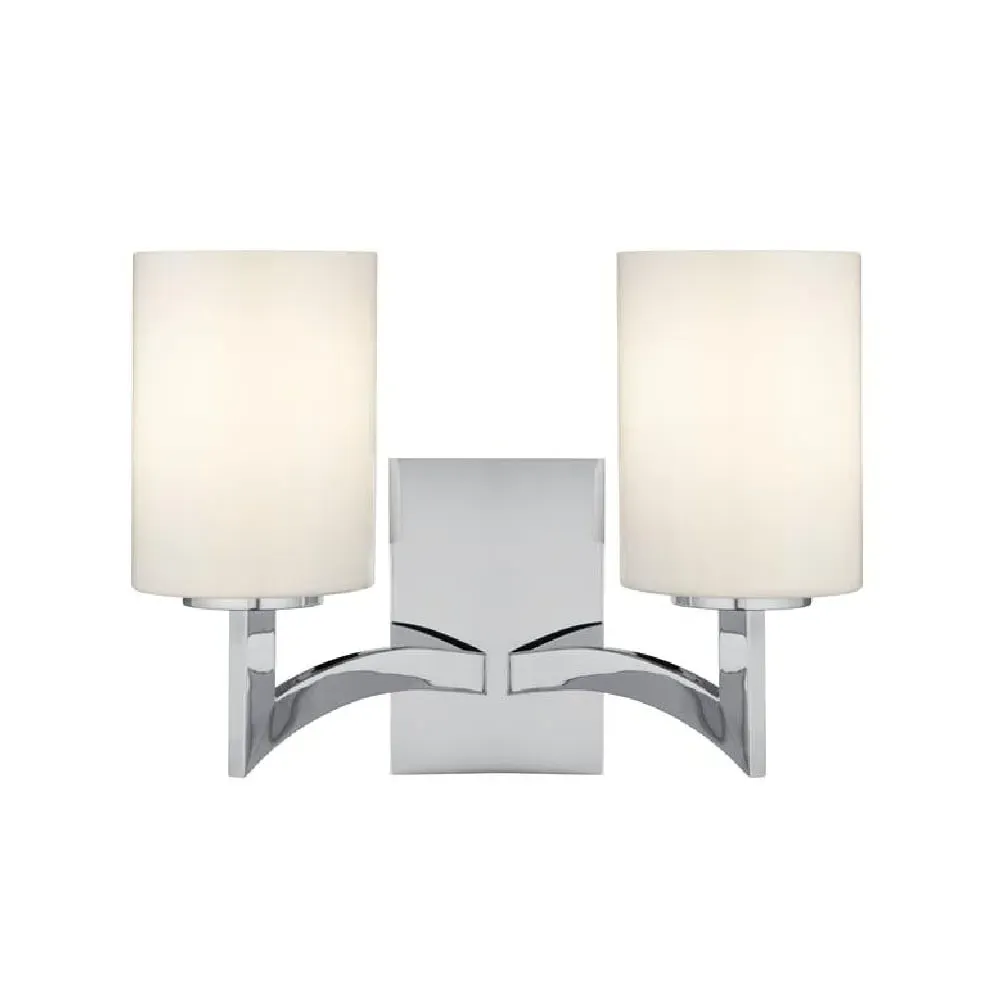 Gina 2-Light Wall Light - Chrome, White Glass