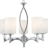 Gina 5 Lamp Chrome Ceiling Light - White Glass Cylinder