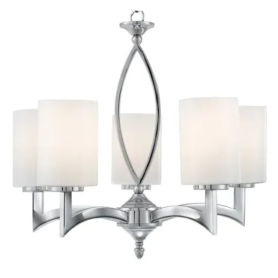 Gina 5 Lamp Chrome Ceiling Light - White Glass Cylinder image