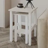 Gina Nesting Side Tables - White, Travertine Marble Effect alternate view