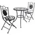 Gino Round Bistro Set - Black and White, Ceramic Tile