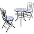 Gino Round Bistro Set - Blue and White, Ceramic Tile