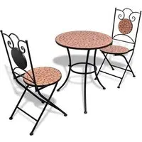 Gino Round Bistro Set - Terracotta, Ceramic Tile