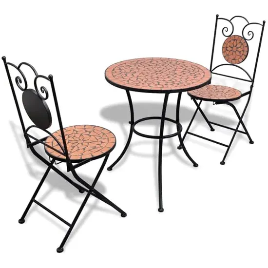 Gino Round Bistro Set - Terracotta, Ceramic Tile