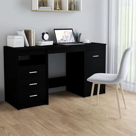 Giolla Computer Desk with Storage - Black, Engineered Wood