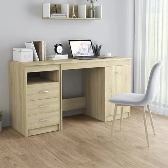 Giolla Computer Desk with Storage - Sonoma Oak