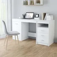 Giolla Computer Desk with Storage - White, Engineered Wood