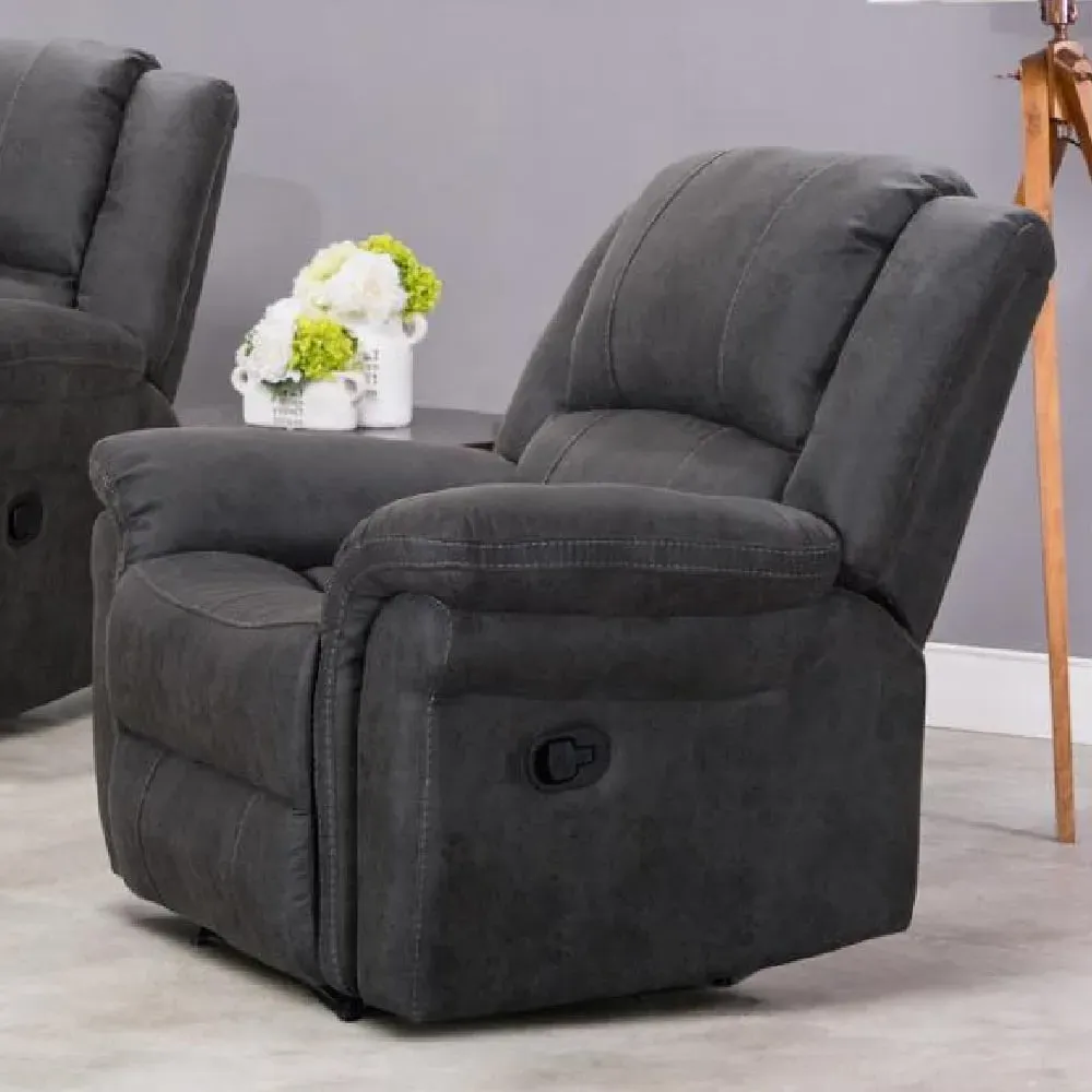 Girona 1-Seater Recliner Sofa - Dark Grey, Fabric image