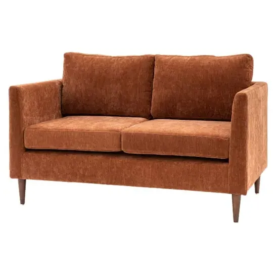 Girona 2-Seater Sofa with Oak Legs - Rust, Fabric