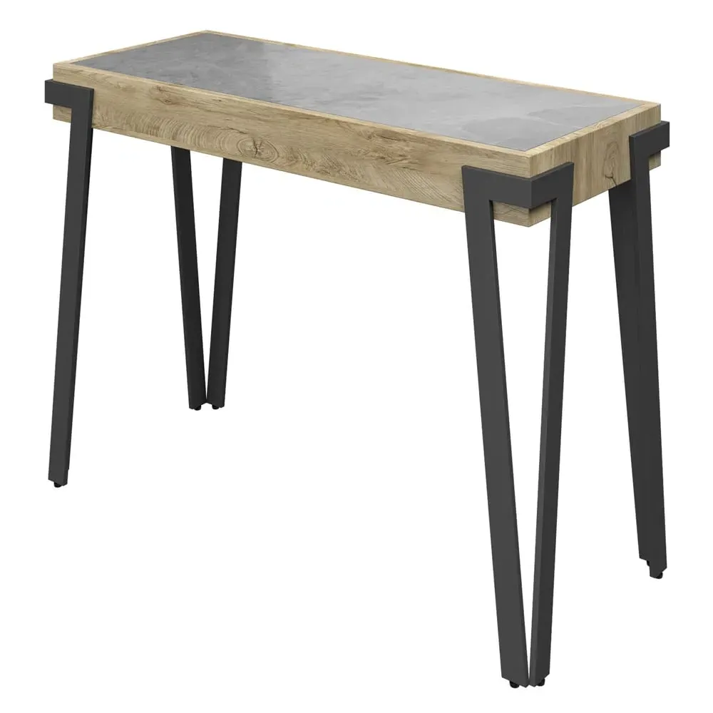 Girona Ceramic Console Table - Grey, Steel