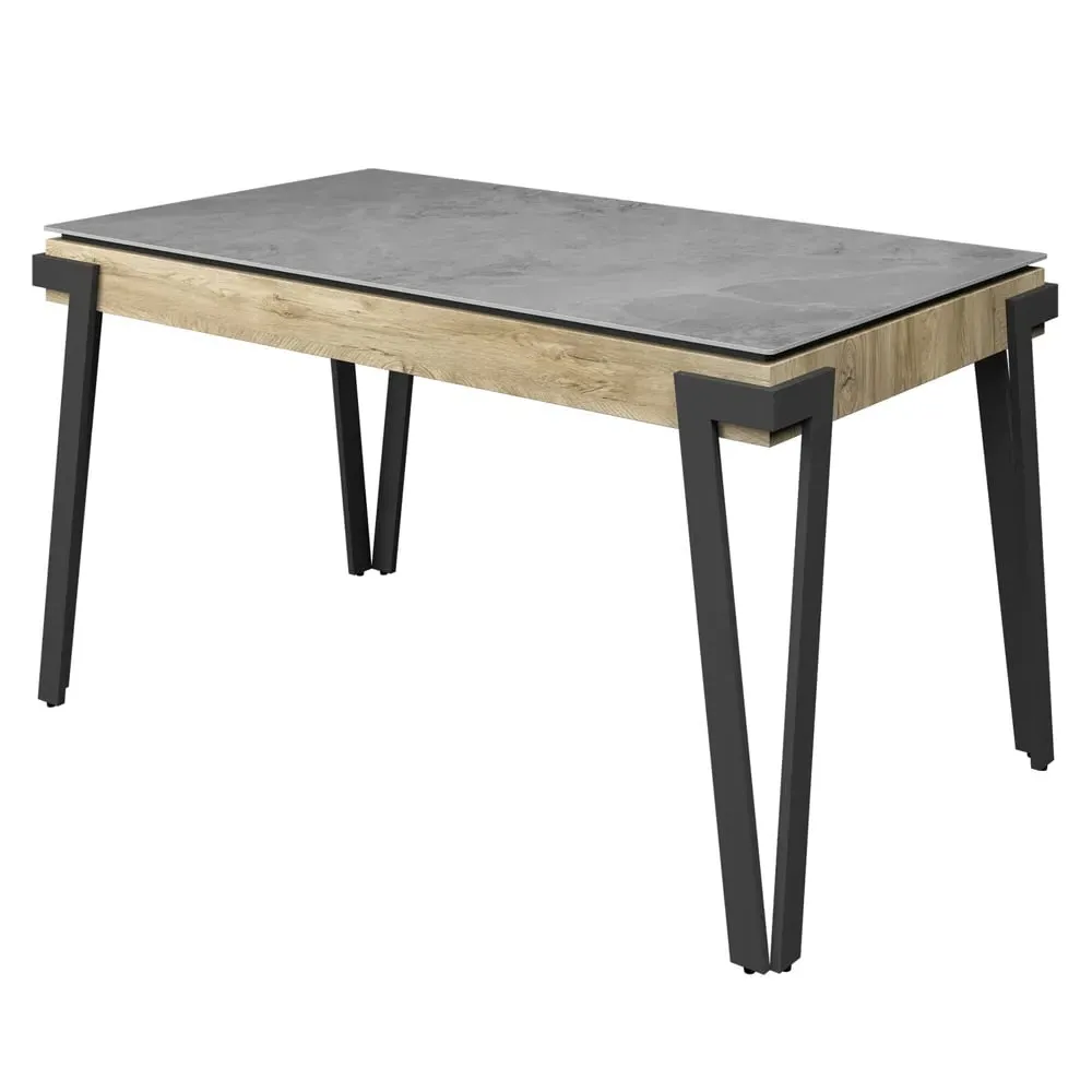 Girona Ceramic Dining Table - Grey, Steel
