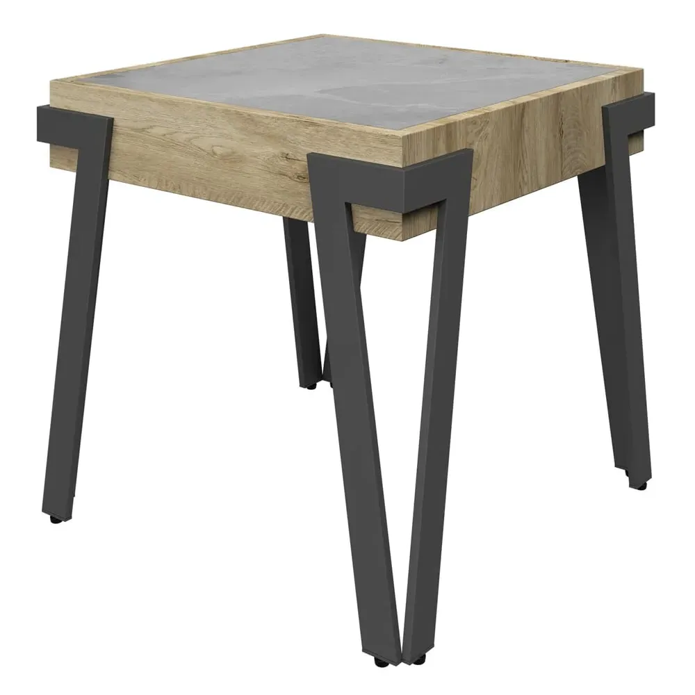 Girona Ceramic Side Table - Grey, Steel image