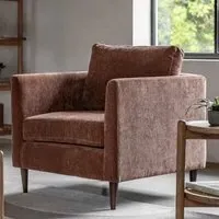 Girona Fabric Armchair with Wooden Legs - Rustic