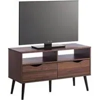 Girona TV Stand with 2 Drawers 2 Shelves - Walnut