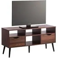 Girona TV Stand with 2 Drawers 4 Shelves - Walnut