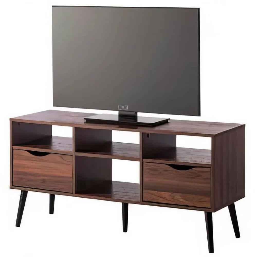 Girona TV Stand with 2 Drawers 4 Shelves - Walnut
